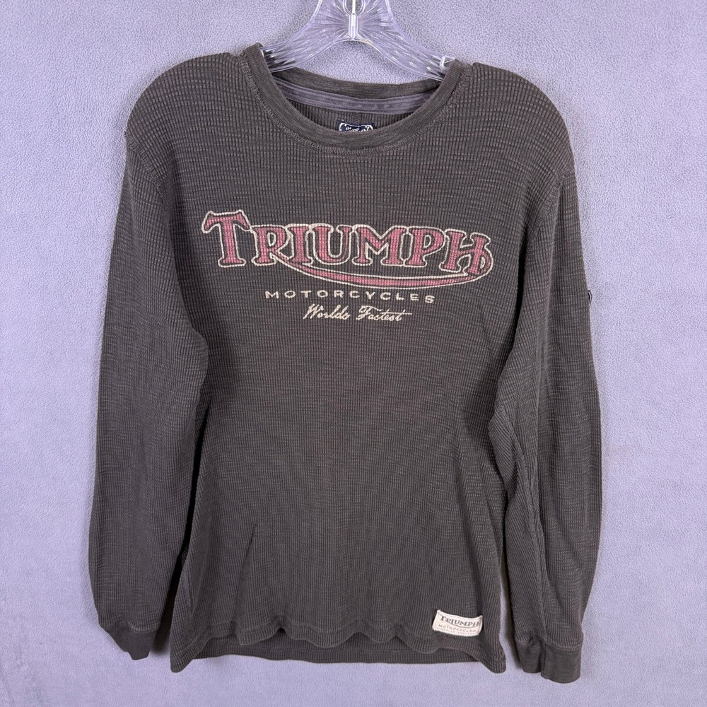 Y2K Lucky Brand Triumph Motorcycles Waffle Knit Thermal Shirt Mens Large